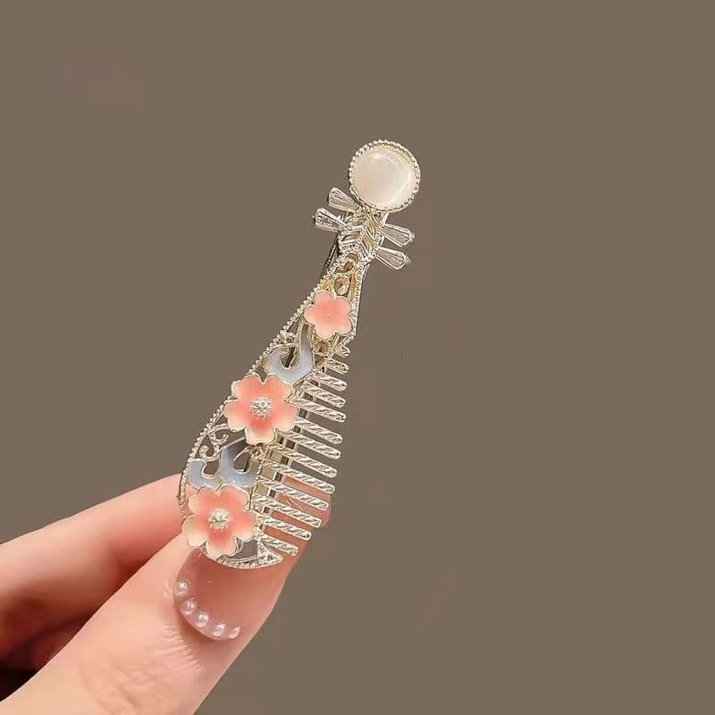Mg-a0333 pink flower pipa hairpin