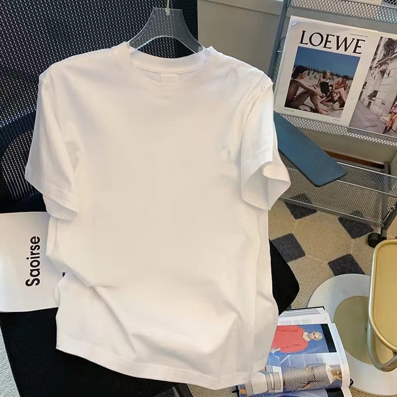 (white) solid color short sleeves