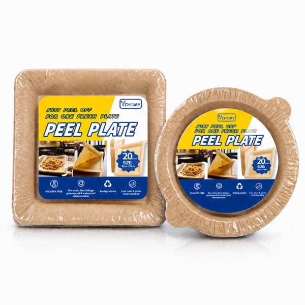 Peel plate disposable dinner plates, no-wash tear-off plates, biodegradable eco-friendly tableware for baking and grilling