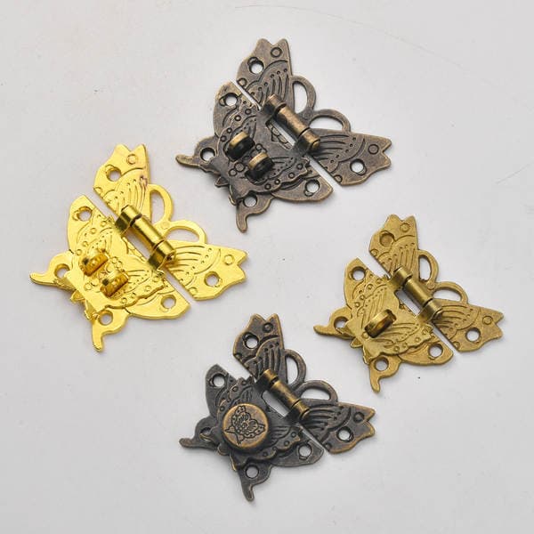 Retro New Chinese Style Home Decoration Building Materials Antique Wooden Box Butterfly Suitable for Box Buckle Alloy Lock Wooden Box Accessories Manufacturer