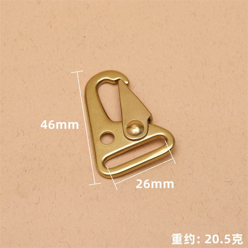 Factory spot pure copper outdoor carabiner travel bag computer bag Hawk hook key chain leather luggage hardware 4