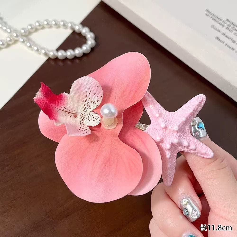 5876 starfish and phalaenopsis hairpin-light pink