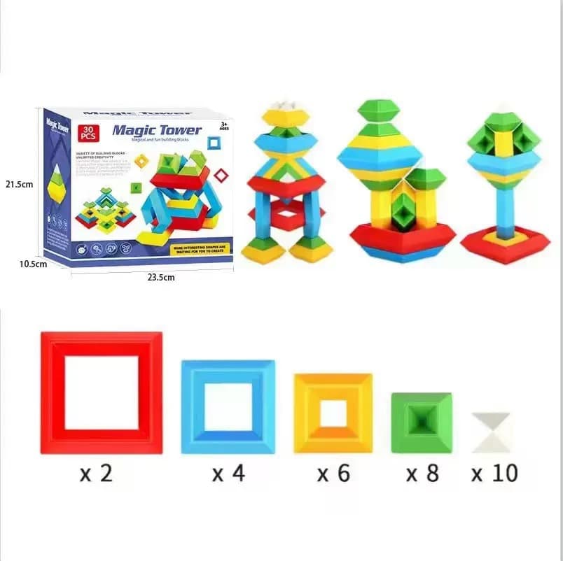Large pyramid building blocks [30 pieces] - english color box