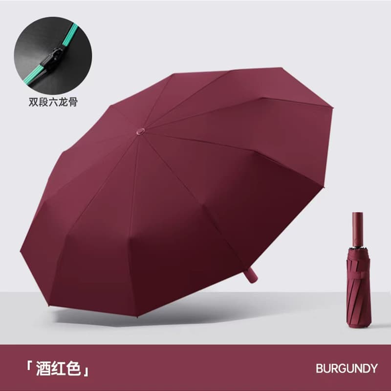 Burgundy - 70 ribs [fully automatic windproof umbrella ribs - extra large & wide, suitable for rain or shine] stormproof