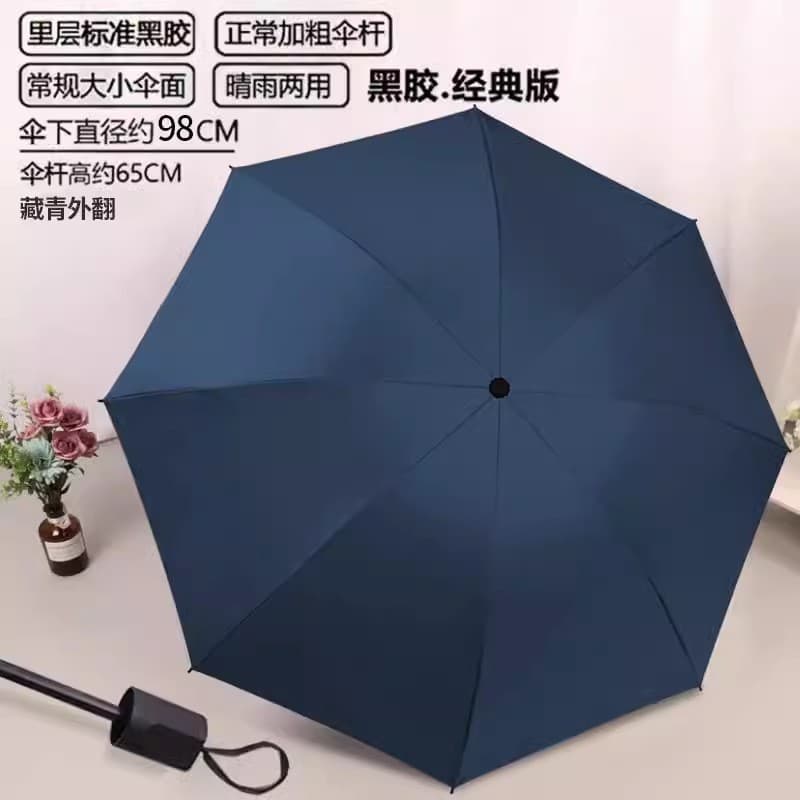 8-bone sunscreen vinyl umbrella-single [navy blue]