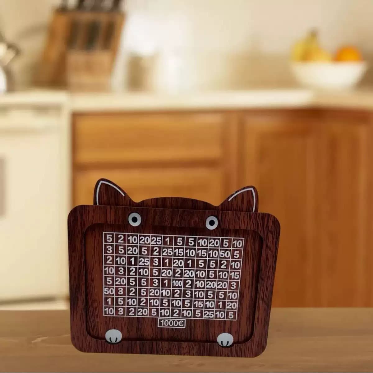 Cat ear wooden piggy bank 1000+1 plan pen