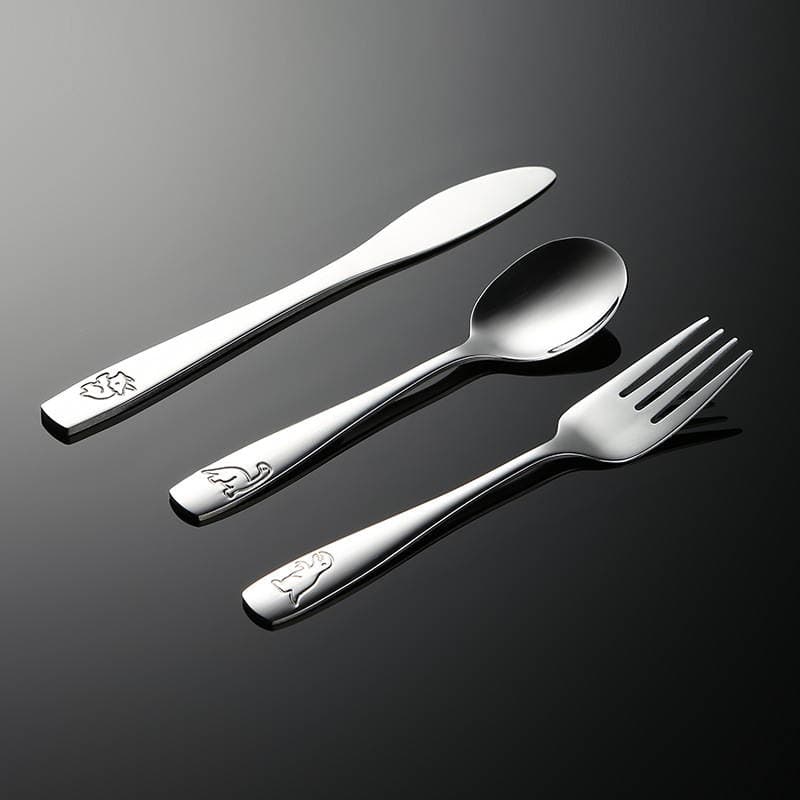 Aen 410 Stainless Steel Children's Cartoon Knife and Fork Spoon Dinosaur Steel Print Cross-border Maternal and Infant Western Tableware 304 Three-piece Set 2