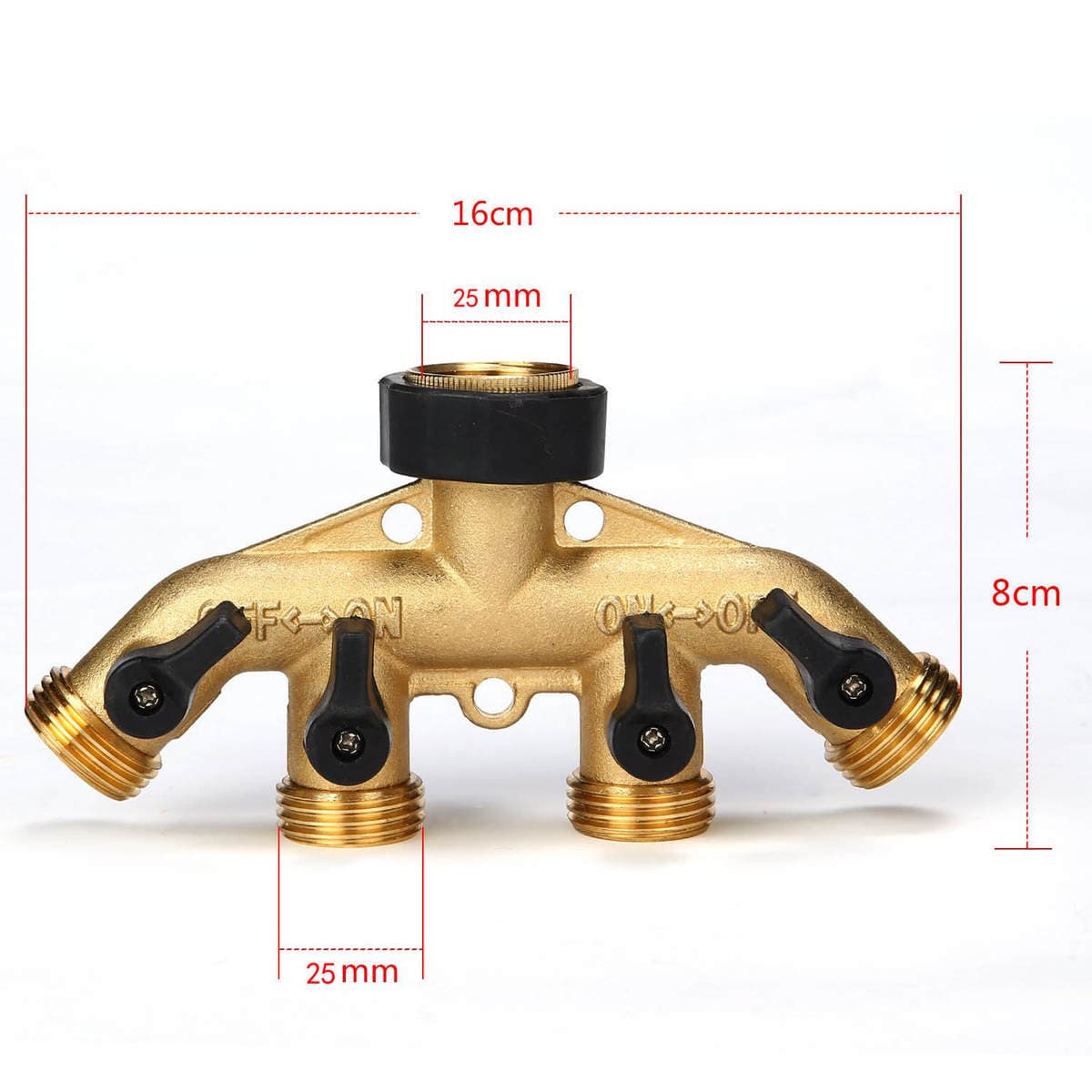 Copper 4-way ball valve water separator garden watering agricultural irrigation family car wash faucet one-way four-way diverter 4