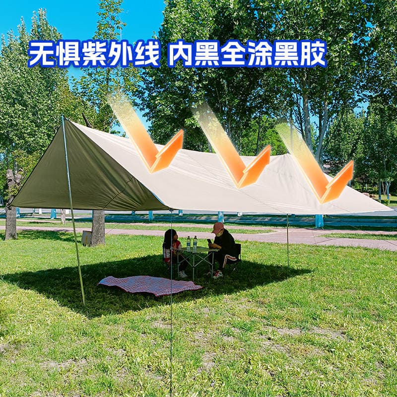 In-Stock Wholesale Camping Canopy Tent Outdoor Sunshade Portable Sun Protection Beach Car Side Silver-Coated Tarp 4