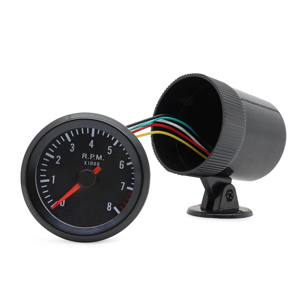 Cross-border hot 2-inch 52mm black white LED car tachometer 0-8000rpm suitable for 1-8 cylinder 4