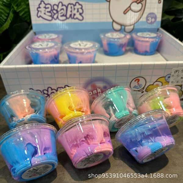 Wholesale high permeability foaming glue playing bigger and bigger children's high color value decompression slime crystal mud non-stick hand drawing mud