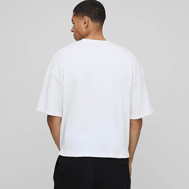 Kişi üçün qısaqol, geniş kəsimli, təmiz pambıq, böyük ölçülü T-shirt, düşmə çiyinli, hip-hop stilində 2