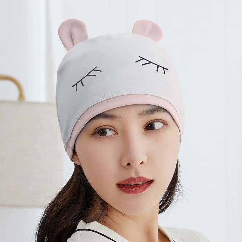 Thin material adult ear cap squinting gray