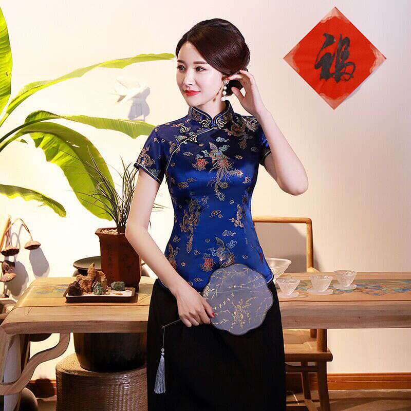 Jasper Lady's qadınlar üçün retro Çin üslubunda Çeonsam/Tanq kostyumu/Hanfu üst geyim 5