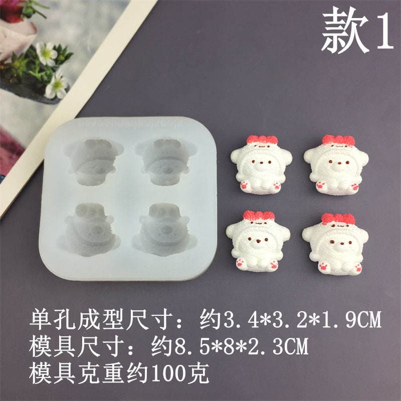 Bear Round Bean Expression Pig Slippers Marshmallow Small Nose Silicone Mold Fondant Cake Chocolate Drip Mold 3