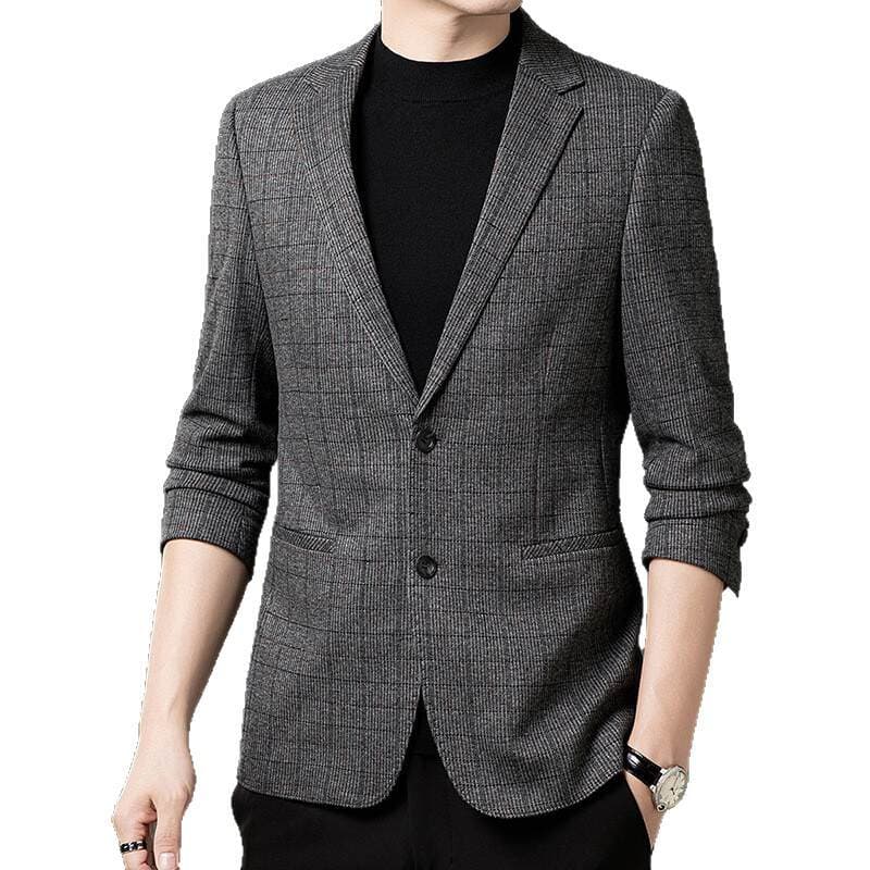 Simple and Elegant Men's Fashion Casual Suit 2025 Autumn and Winter New Style Middle-Aged Plaid Versatile Trendy Blazer 5
