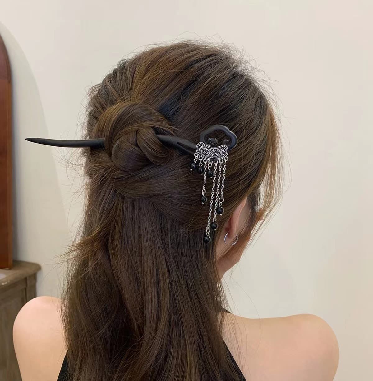 110# Ping An Lock Ruyi Tassel Hairpin
