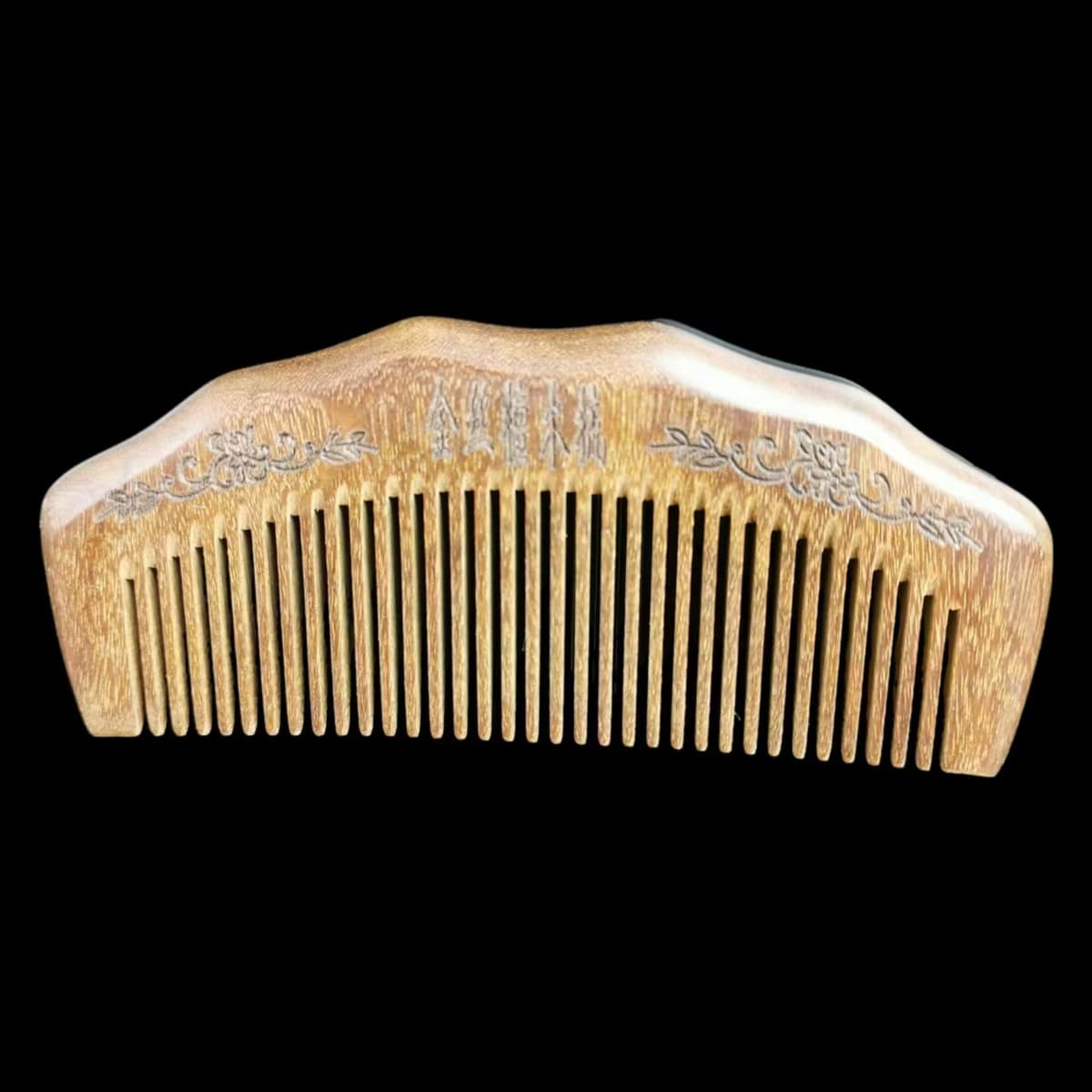 Golden green sandalwood 13cm wavy moon-shaped fine teeth