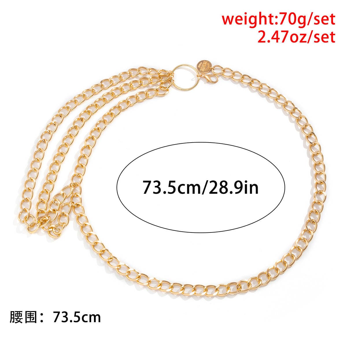 Punk Hip Hop Multi-layer Tassel Chain Waist Chain Women's European and American Cross-border Trend Retro Embossed Round Brand Body Chain 4