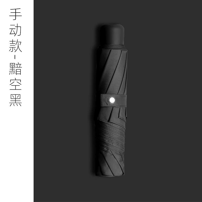 Paradise style 8-rib manual umbrella - midnight black (no black glue coating)