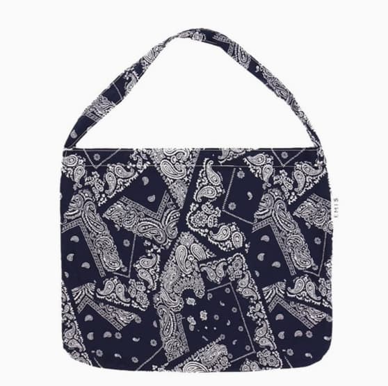 Paisley canvas bag-navy blue