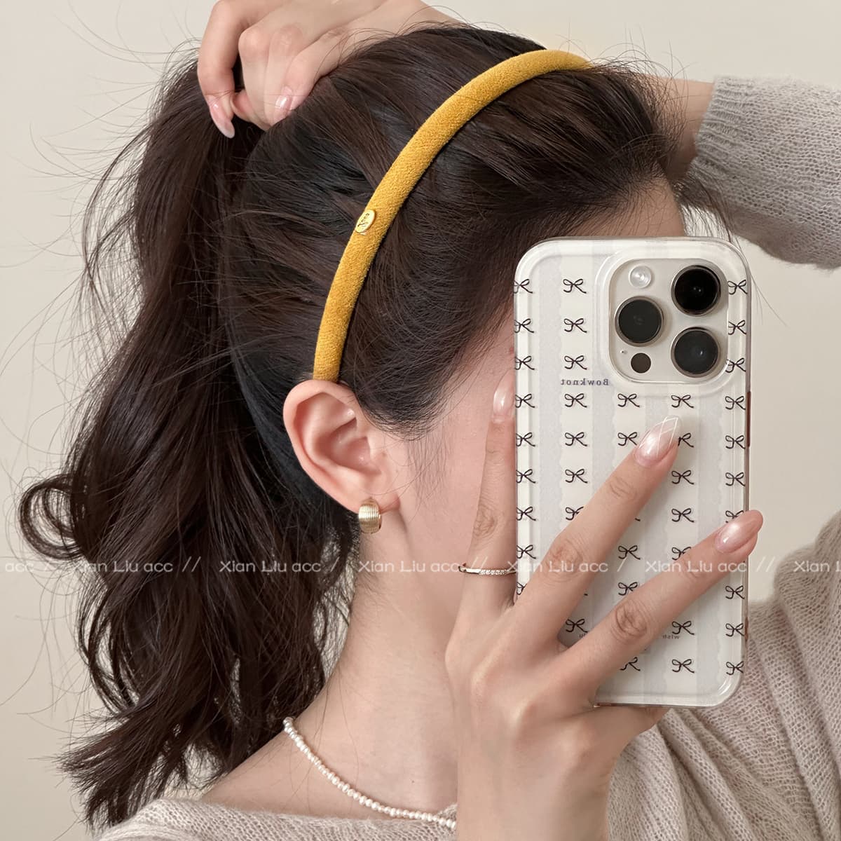 Yellow gold label thin hairband
