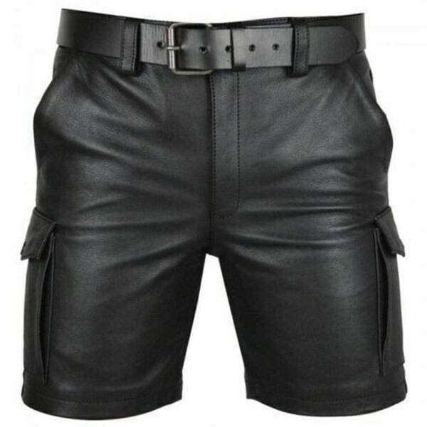 2024 new cross-border wish Amazon best selling European and American solid color PU casual men's short leather pants a generation of PK05 5