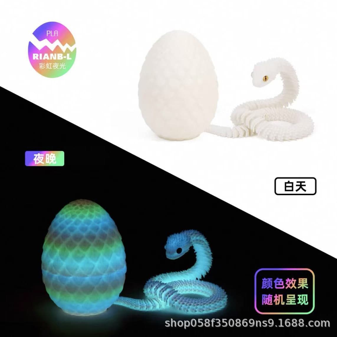 [30cm snake egg set] glow-in-the-dark rainbow viper + snake egg