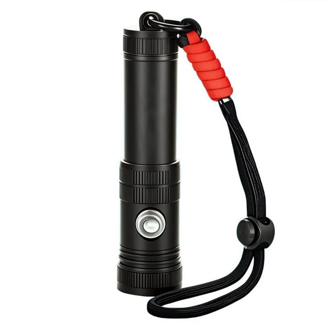 White light diving flashlight black