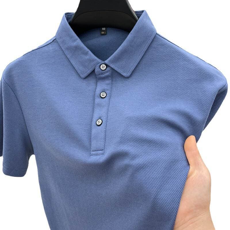 Orta yaşlı kişilər üçün pambıq qısaqol polo köynək, işgüzar-gündəlik 5