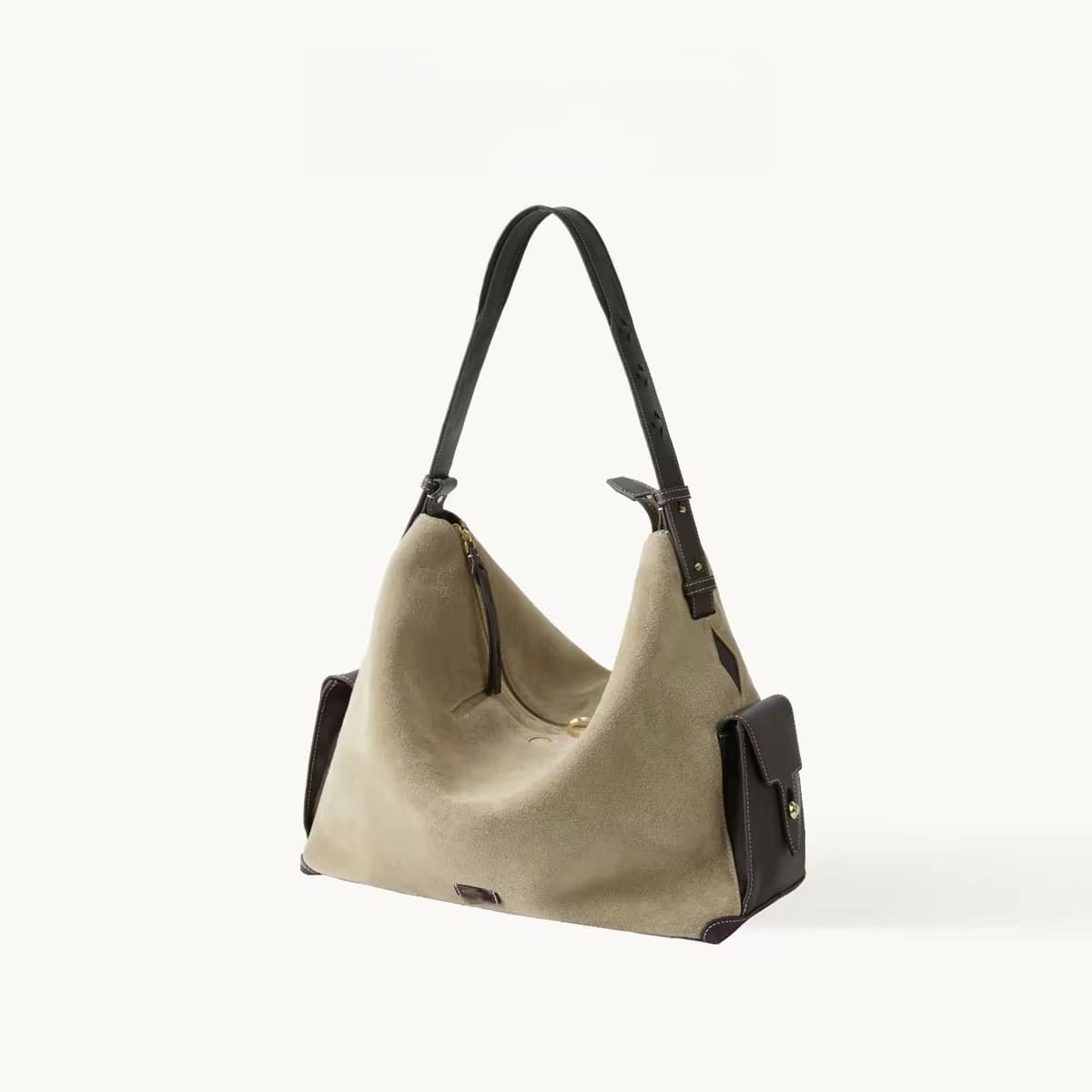 Travel hobo large sand camel brown suede