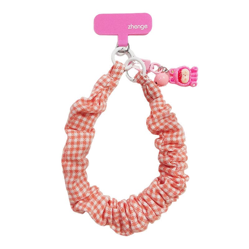Mobile Phone Lanyard, Simple and Fashionable Women's Plaid Cloth Large Intestine Ring Wrist Rope Short Outdoor Mountaineering Travel Photo Taking 5