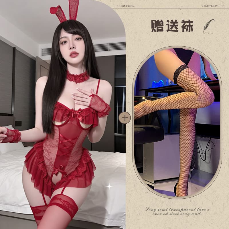 Burgundy + black fishnet stockings