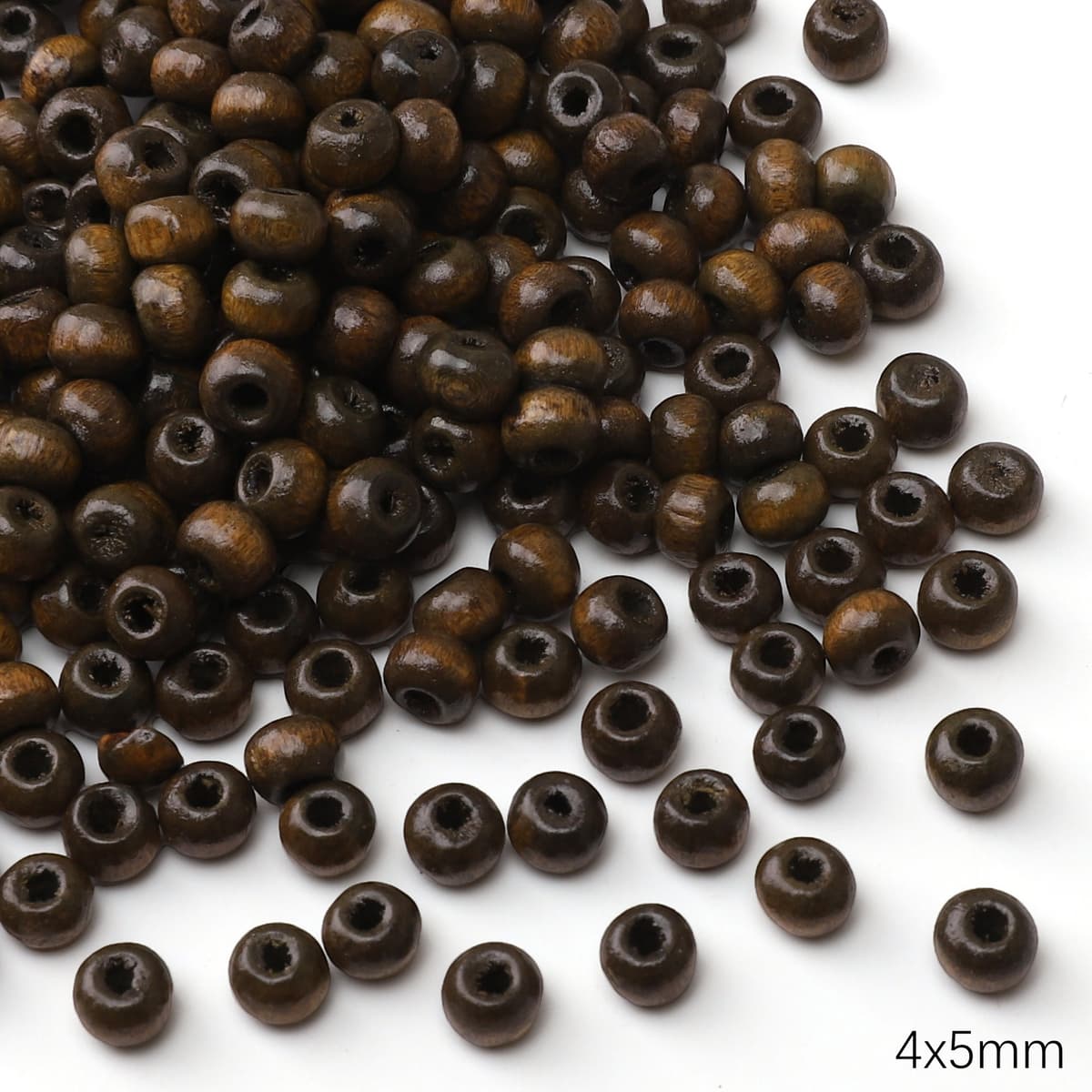 Wooden beads, loose beads, height x diameter about 4x5mm, hole diameter about 1.5mm, dark brown flat round beads, 20 pcs/pack (about 0.76g)