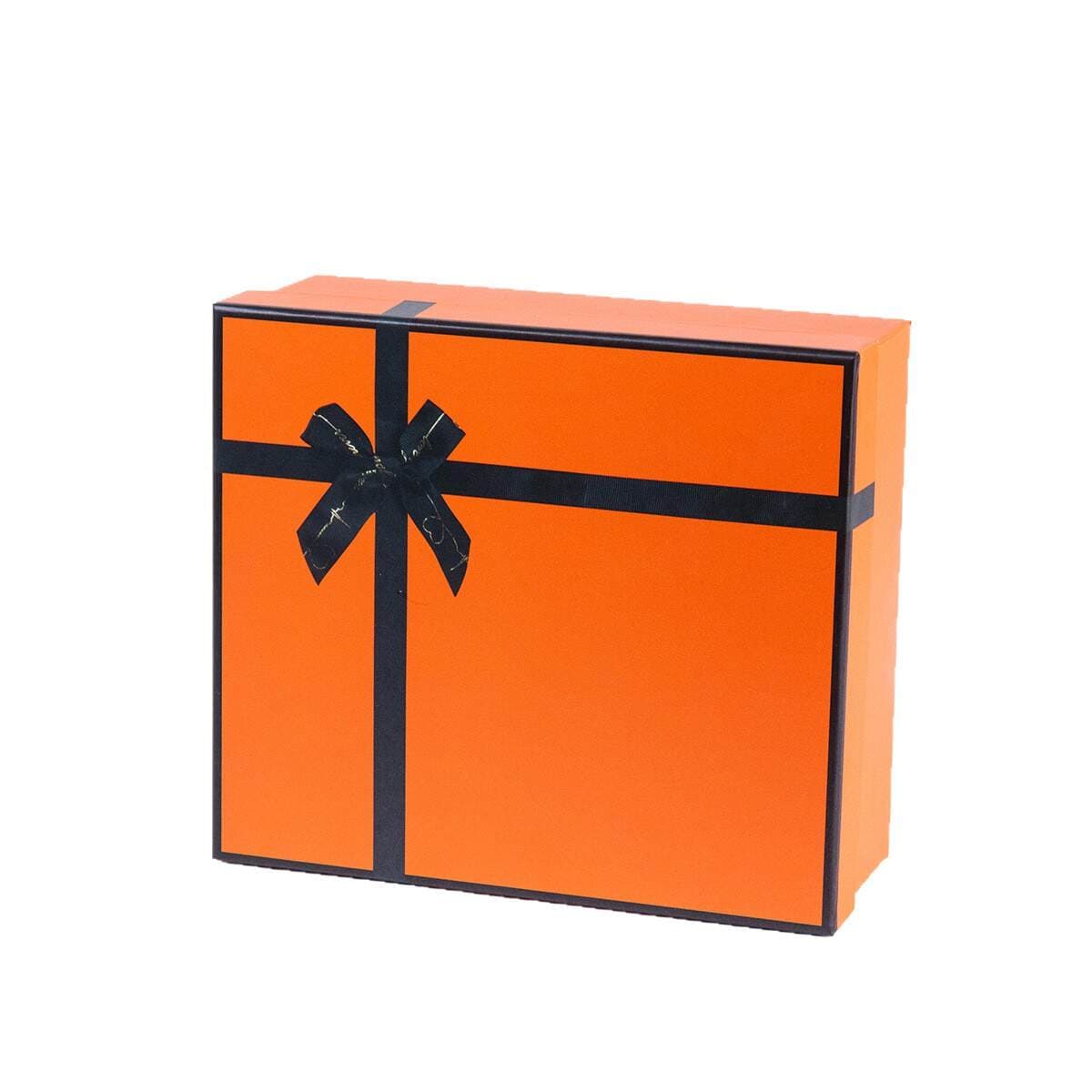 Manufacturer Wholesale High-End Orange Gift Box Heaven and Earth Cover Gift Box Creative Bow Gift Box Companion Gift Box Ready Stock 5