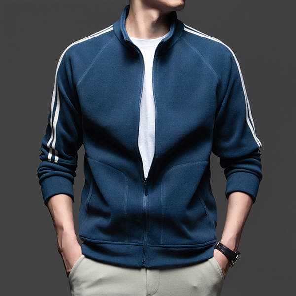 Men's Fleece Sweatshirt Cardigan Autumn and Winter Long-Sleeved Stand-Up Collar Zipper Shirt Fashionable Sports Polar Fleece Warm Trendyy Jacket