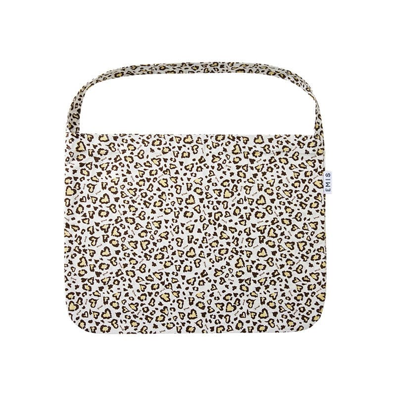 New logo leopard print canvas bag - beige