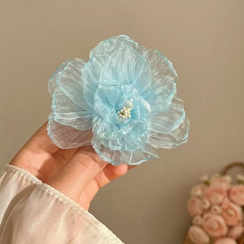 6007 mesh flower hairpin-blue