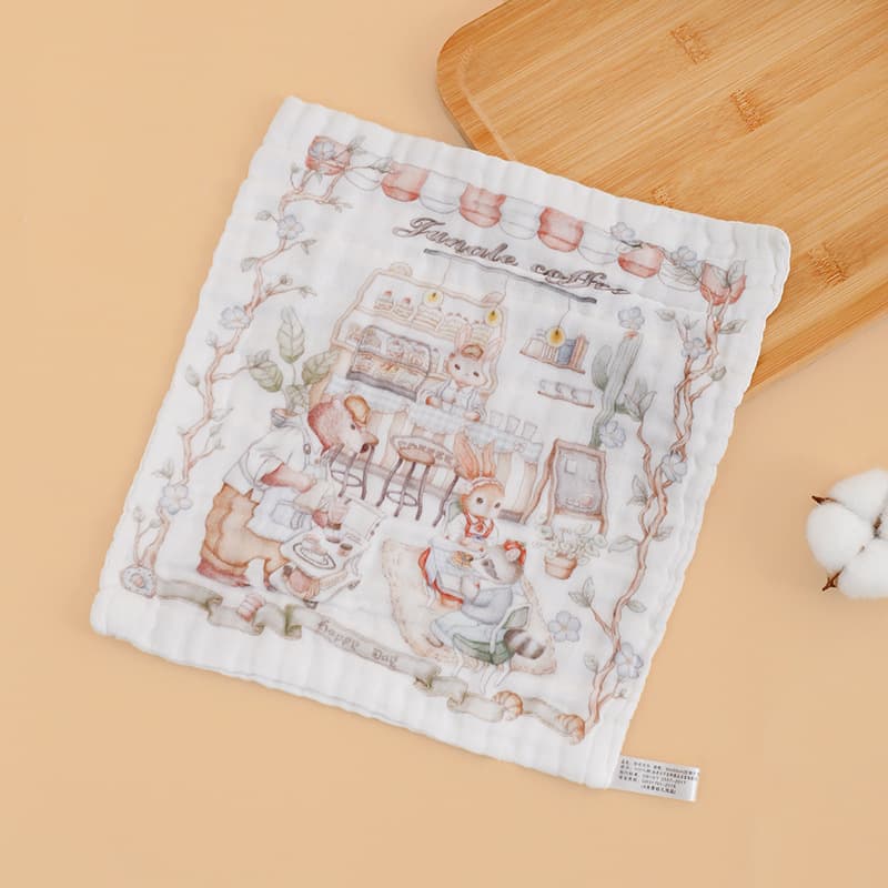 Single flower square towel - animal restaurant (30*30cm)