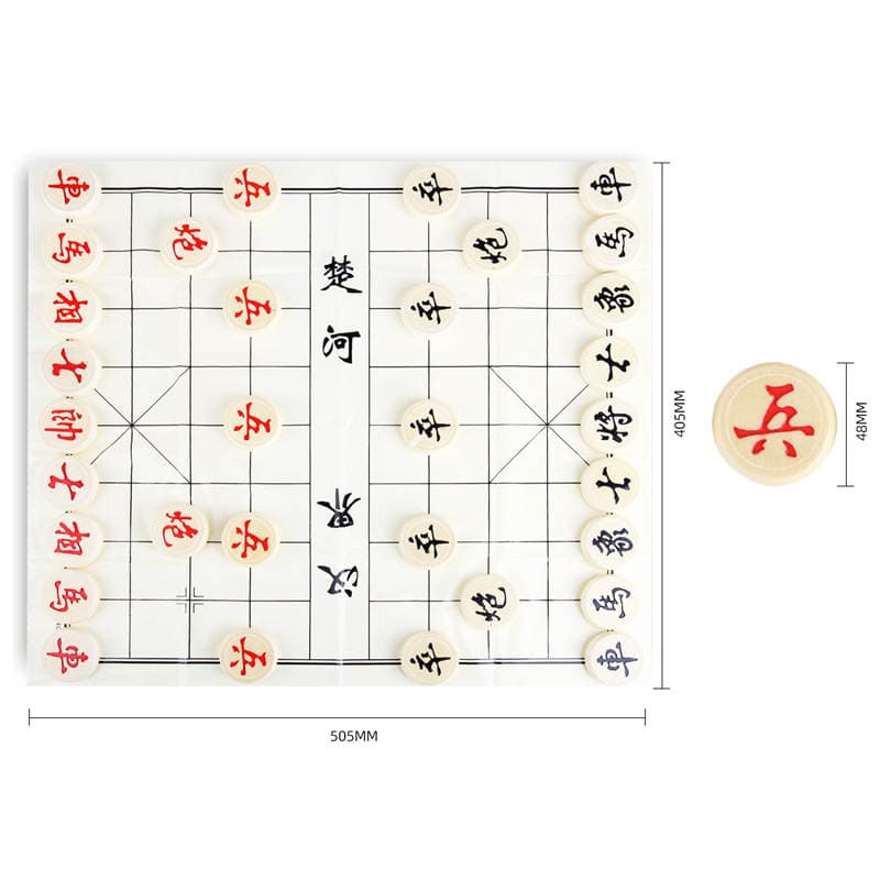 Deli 9568 Chinese chess wooden chess 50mm log clear carved color uniform feel good 2