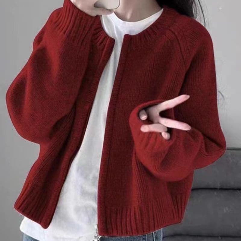Burgundy double zipper [yang yang shijia]