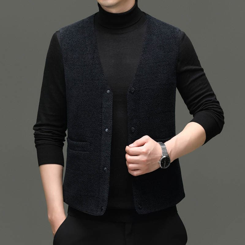 Winter New down Vest Men's Woolen Vest Casual Dad Wear Warm Solid Color White Goose down Vest 1
