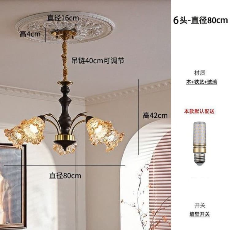 [6 heads] coffee color-80cm-chandelier