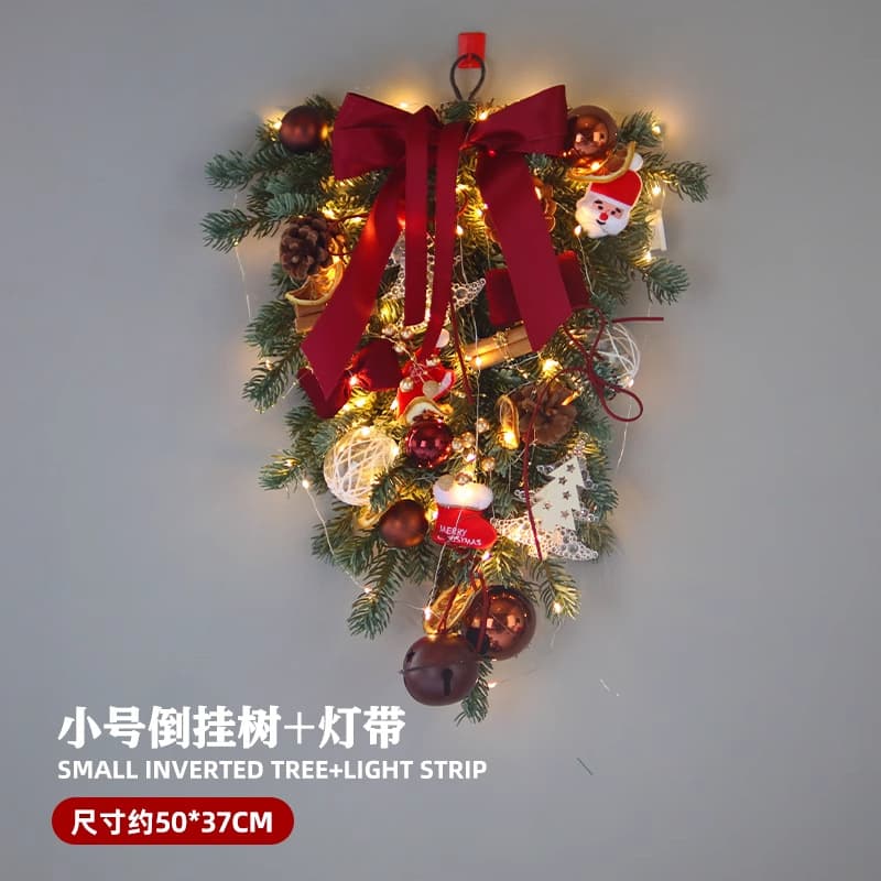 Korean style pe upside down christmas tree [warm lights + free hooks]
