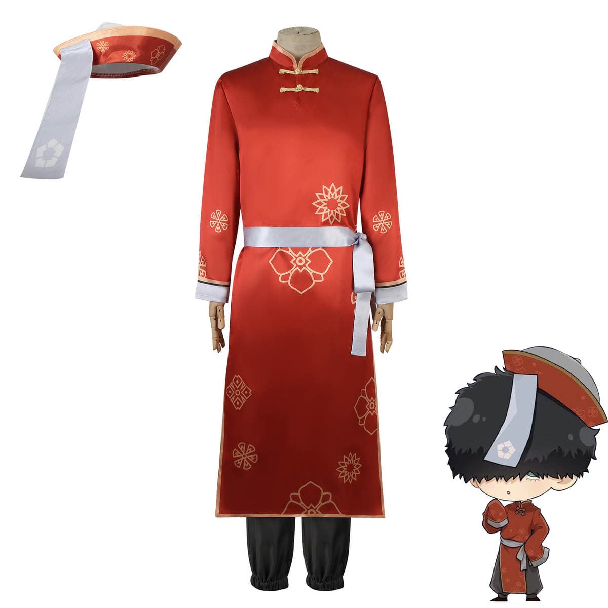 Blue Prison Cos Suit Chinese Kung Fu 2 Chinese Style Two Sons and One Swing Red Kung Fu Suit Cosplay Suit 1