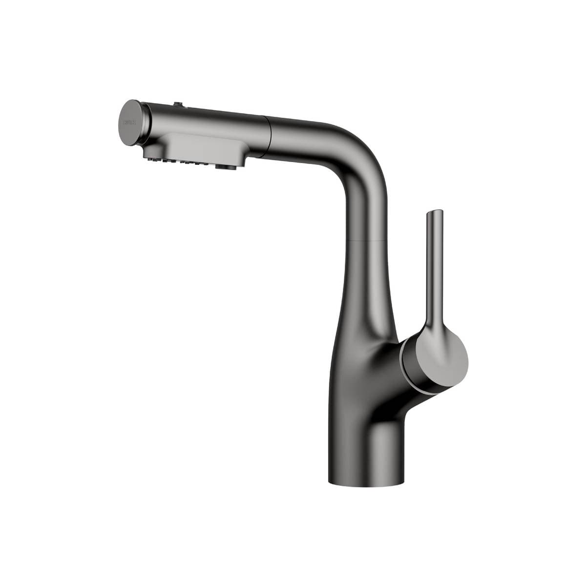 Mis materialdan hazırlanmış, çəkilə bilən, tənzimlənən, fırlanan, sıçrayışa davamlı lavabo qarışıq kranı, isti və soyuq su üçün 3