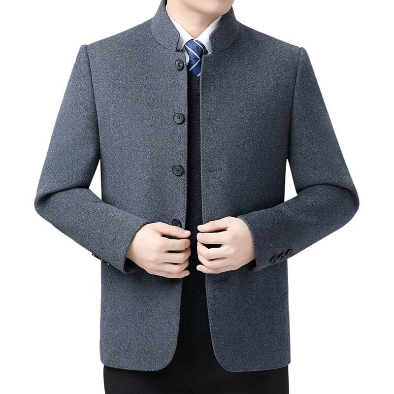 Winter Buttoned Double-Sided Cashmere Coat for Middle-Aged Men, Casual Down-Lined Thickened Men's Woolen Jacket 5