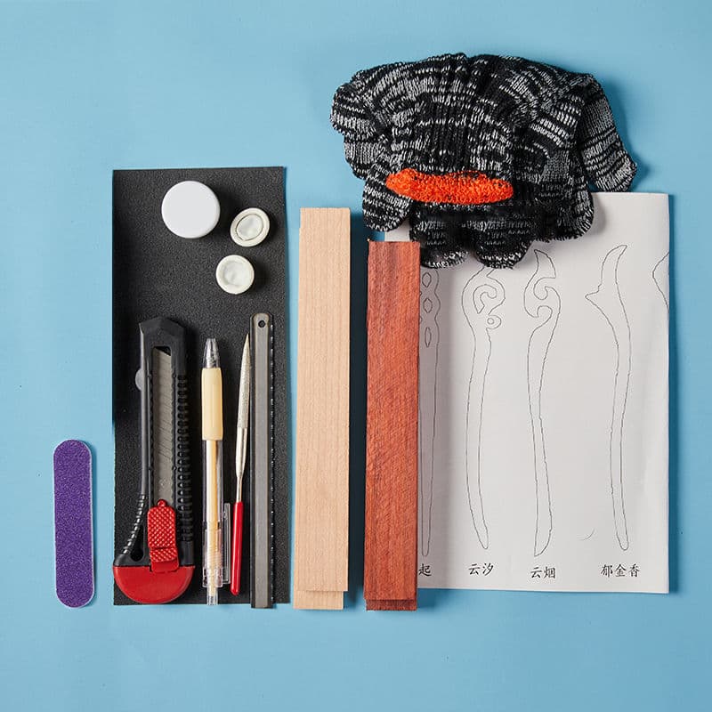 1 peach wood +1 Rosewood + Gift Box + drawings + tools
