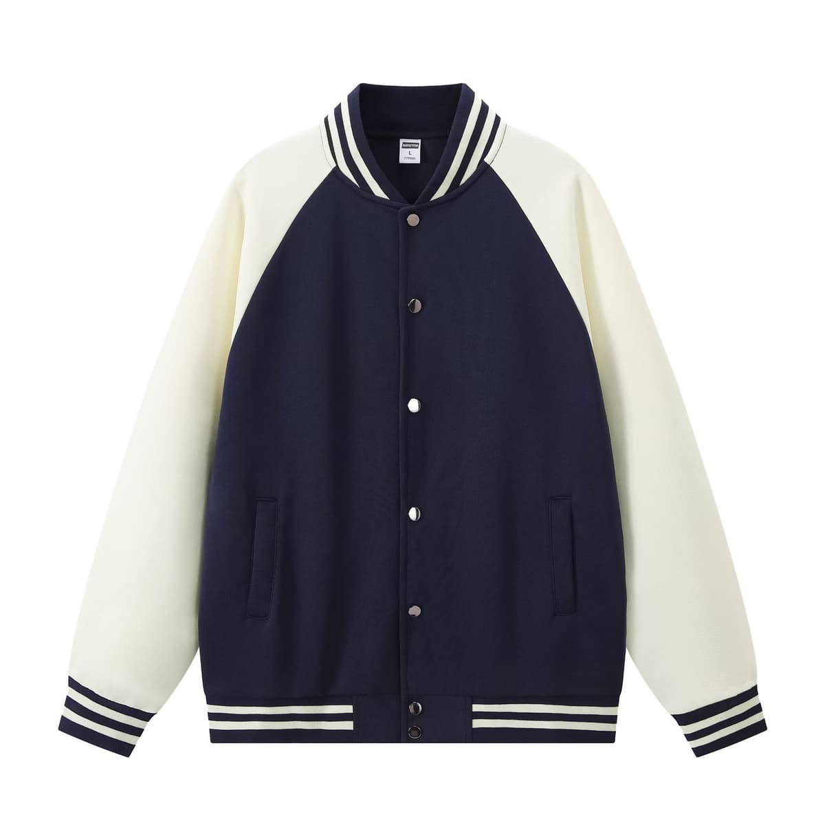 Navy blue and apricot