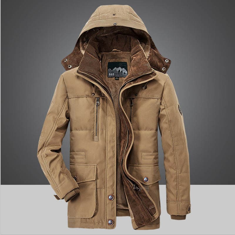 AliExpress men's cotton-padded jacket winter mid-length fleece-lined thickened cotton-padded jacket men's young and middle-aged casual windproof warm cotton-padded jacket 3
